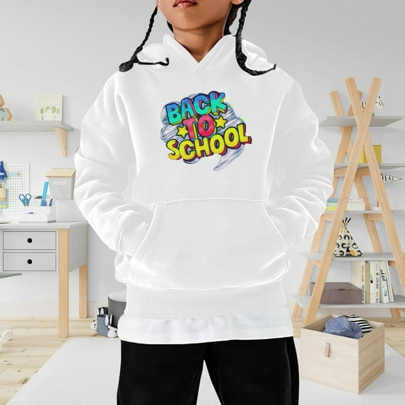 Kids Boys Girls Autumn WInter School Season Kindergarten Letter Printed Long Sleeve Hoodie Warm and Comfortable Tops Children's Clothing Big Boys Sweatshirts Sweaters for Baby Boys Light Kids Hoodie