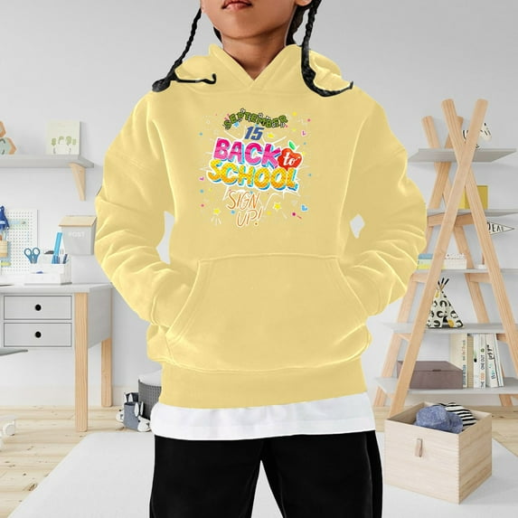 Kids Boys Girls Autumn WInter School Season Kindergarten Letter Printed Long Sleeve Hoodie Warm and Comfortable Tops Children's Clothing Big Boys Sweatshirts Sweaters for Baby Boys Light Kids Hoodie