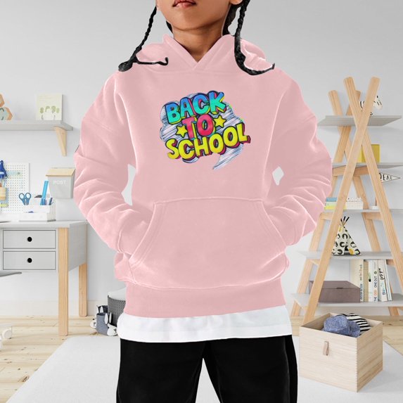 Kids Boys Girls Autumn WInter School Season Kindergarten Letter Printed Long Sleeve Hoodie Warm and Comfortable Tops Children's Clothing Big Boys Sweatshirts Sweaters for Baby Boys Light Kids Hoodie