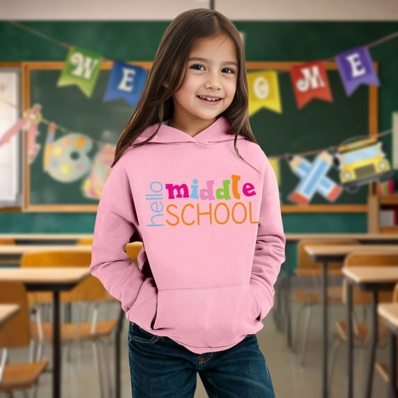 Kids Boys Girls Autumn WInter School Season Kindergarten Letter Printed Long Sleeve Hoodie Warm and Comfortable Tops Children's Clothing Sweat Shirt Girls Toddle Sweaters Boy Toddler Jacket Toddler
