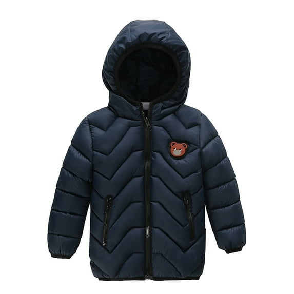 Kids Boys Girls Baby Solid Winter Hooded Down Coat Jacket Outwear Padded Clothes
