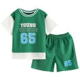 thumbnail image 1 of Kids Boys Girls Basketball Jersey Tracksuit Uniform 2 Piece Summer Outfit Short Sleeve Tops with Sport Shorts Set 4-11 Years, 1 of 5
