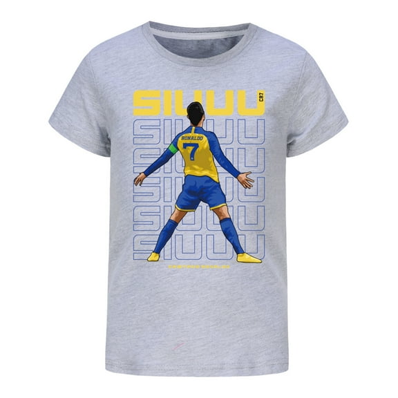 Kids Boys Girls CR7 Cristiano Ronaldo Anime Cartoon Graphics Printed Costume Soft T-Shirts Summer Short Sleeve Crew Neck Casual Shirt Breathable Football Tops Cotton Tees Clothes Children Gift 4-13