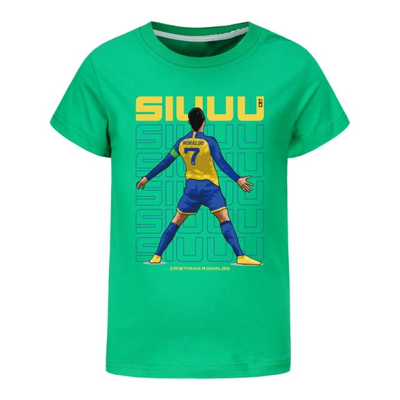 Kids Boys Girls CR7 Cristiano Ronaldo Anime Cartoon Graphics Printed Costume Soft T-Shirts Summer Short Sleeve Crew Neck Casual Shirt Breathable Football Tops Cotton Tees Clothes Children Gift 4-13