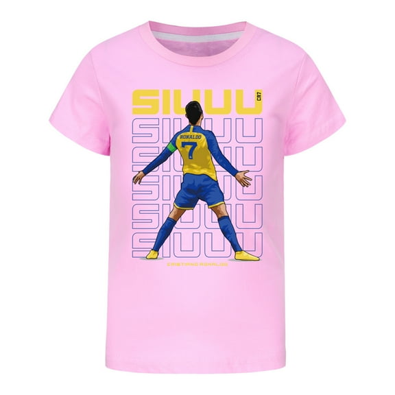 Kids Boys Girls CR7 Cristiano Ronaldo Anime Cartoon Graphics Printed Costume Soft T-Shirts Summer Short Sleeve Crew Neck Casual Shirt Breathable Football Tops Cotton Tees Clothes Children Gift 4-13