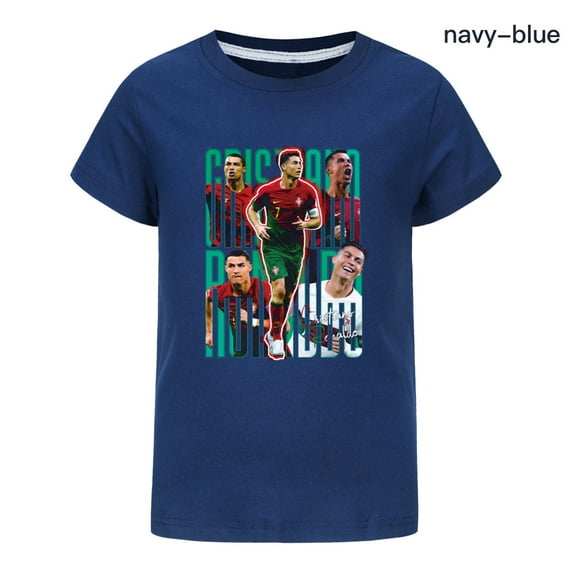 Kids Boys Girls CR7 Cristiano Ronaldo Cartoon Graphics Printed Costume Soft T-Shirts Summer Short Sleeve Crew Neck Casual Shirt Breathable Football Star Tops Cotton Tees Clothes Children Gift 4-13
