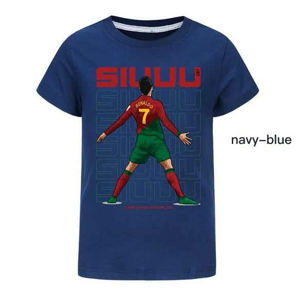 Kids Boys Girls CR7 Cristiano Ronaldo Football Anime Cartoon Graphics Printed Costume Soft T-Shirts Summer Short Sleeve Crew Neck Casual Shirt Breathable Tops Cotton Tees Clothes Children Gift 4-13