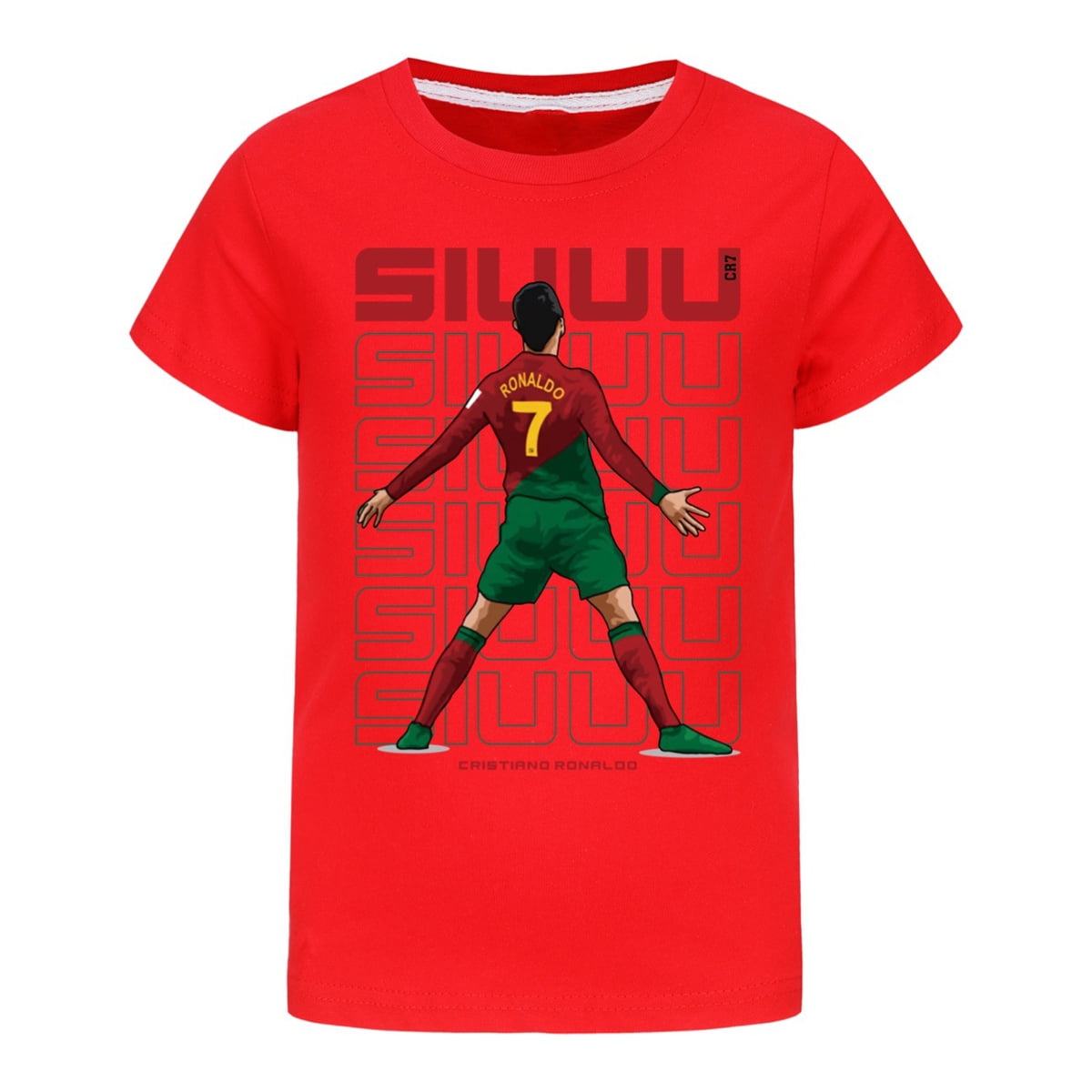 Kids Boys Girls CR7 Cristiano Ronaldo Football Anime Cartoon Graphics Printed Costume Soft T-Shirts Summer Short Sleeve Crew Neck Casual Shirt Breathable Tops Cotton Tees Clothes Children Gift 4-13