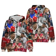WJSXEQS Kids Boys Girls CR7 Cristiano Ronaldo Football Star 3D Cartoon Graphic Printed Costume Hoodies Sweatshirt Hooded Tracksuit Long Sleeve Pullover Jogging Hoody Casual Outerwear Sport Clothes Gift 3-13