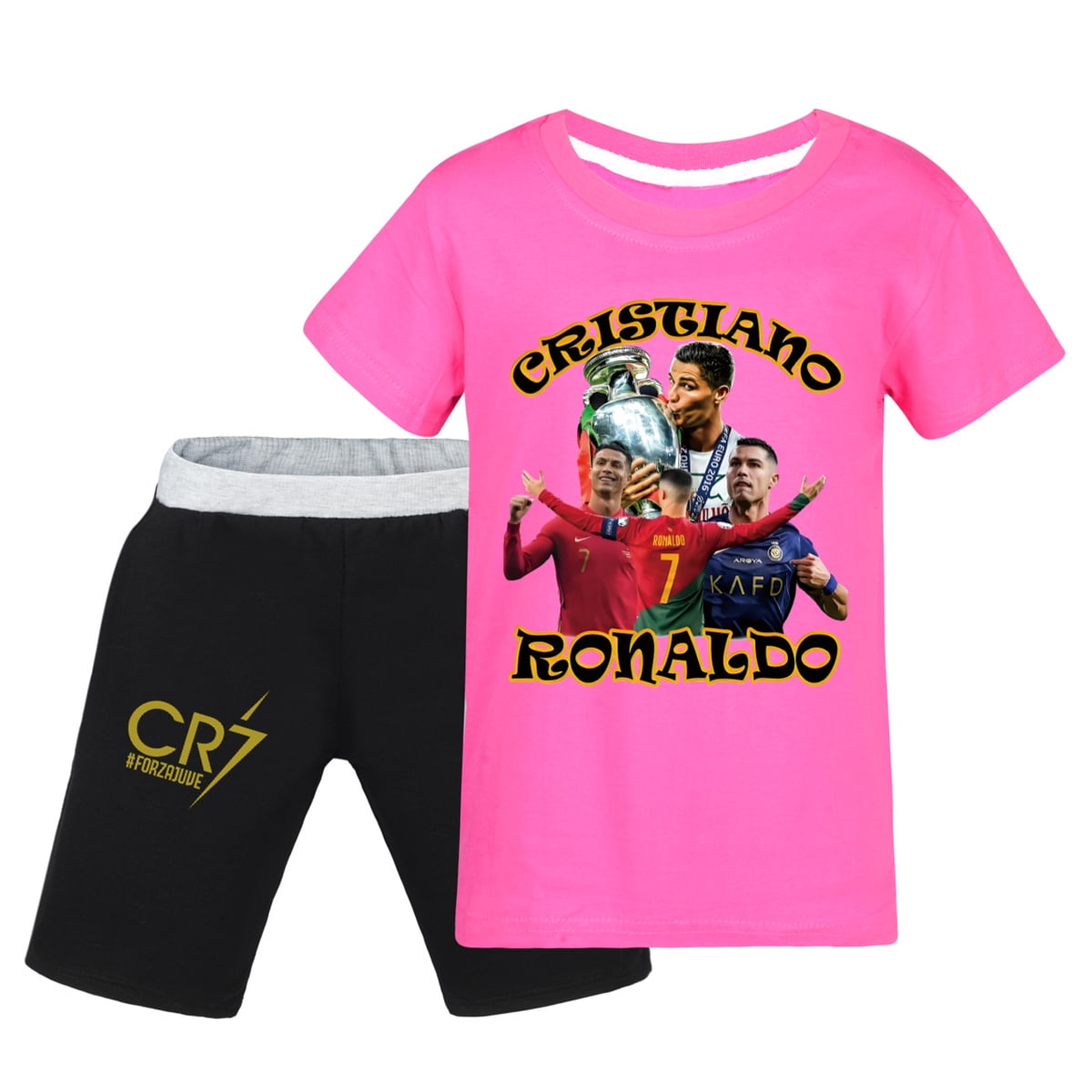 Kids Boys Girls CR7 Cristiano Ronaldo Football Star Cartoon Graphics Printed Costume T-Shirts Set Summer Short Sleeve\u0026Short Pants 2 Piece Shirtsuit Party Tops Cotton Tees Outfit Clothes Gifts 3-13 - Walmart.com