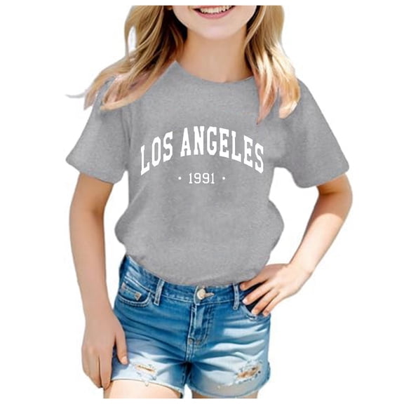 Kids Boys Girls Casual Crew Neck Short Sleeve Letter Print T-Shirt - Soft & Lightweight, Music Lover Design, Suitable for Concert/Daily Wear, 2-14Y