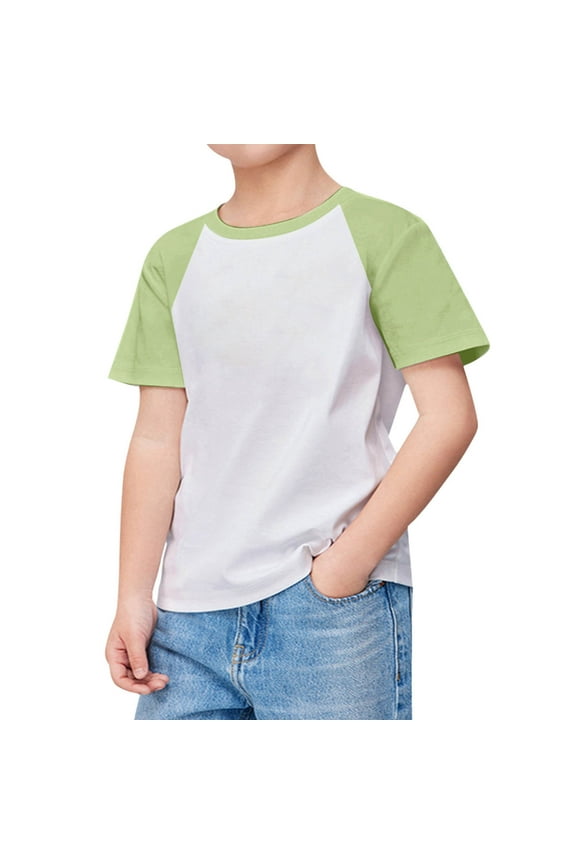 Kids Boys Girls Casual Short Sleeve Colorblock Oversized Round Neck Tee Shirt Tops Ag Playwear For Kids 5 Years-6 Years