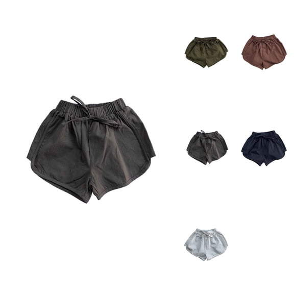 Kids Boys Girls Casual Solid Shorts, 4-Pack Cotton Linen Summer Holiday Beach Sport Pants, Toddler Child 2-8 Years