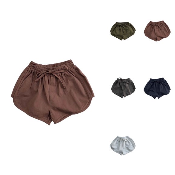 Kids Boys Girls Casual Solid Shorts, 4-Pack Cotton Linen Summer Holiday Beach Sport Pants, Toddler Child 2-8 Years