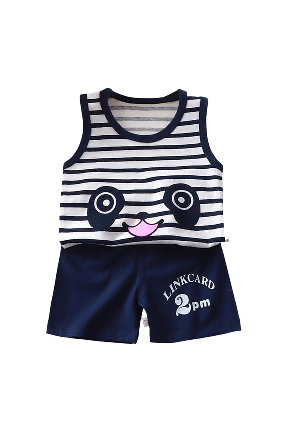 Kids Boys Girls Casual Wear Set Fun T-Shirt Shorts 2-3 Years 3-4 Years 4-5 Years Breathable Premium Cotton Tagless Design Sleepwear Machine Washable (3-6 Months,Navy)
