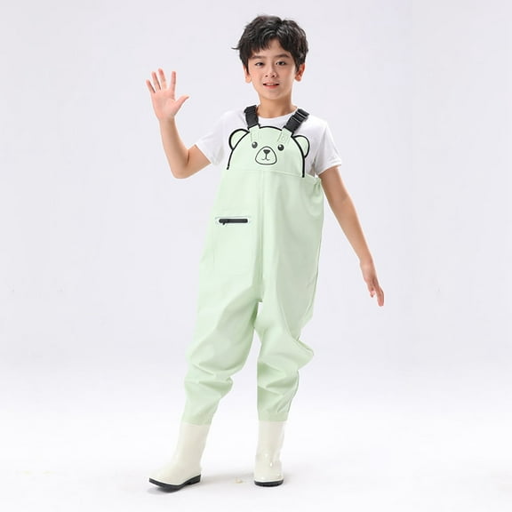 Kids Boys Girls Chest Waders Youth Fishing Waders Toddler Children Waterproof Unisex Waders with Rain Boots Kids Waders 5T