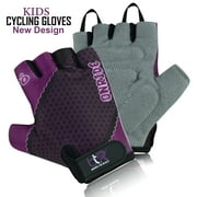 Kids Boys Girls Children Cycling Gloves Scooter BMX Bike Cycle Bicycle Riding Mitts Half Finger Gloves Purple-4XS (Age 3 to 4 Year)