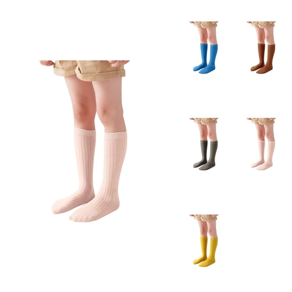 Kids Boys Girls Cotton Socks Unisex Solid Color Crew Socks, Soft Comfortable Toddler Dress Ankle Socks Pack of 5