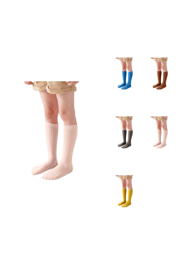 Kids Boys Girls Cotton Socks Unisex Solid Color Crew Socks, Soft Comfortable Toddler Dress Ankle Socks Pack of 5