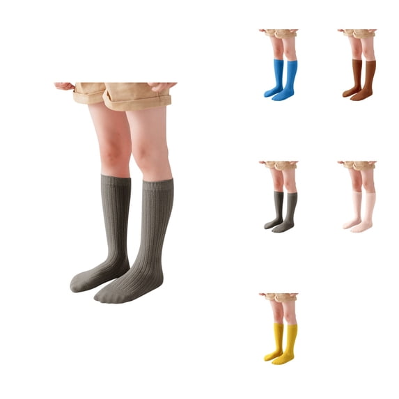 Kids Boys Girls Cotton Socks Unisex Solid Color Crew Socks, Soft Comfortable Toddler Dress Ankle Socks Pack of 5