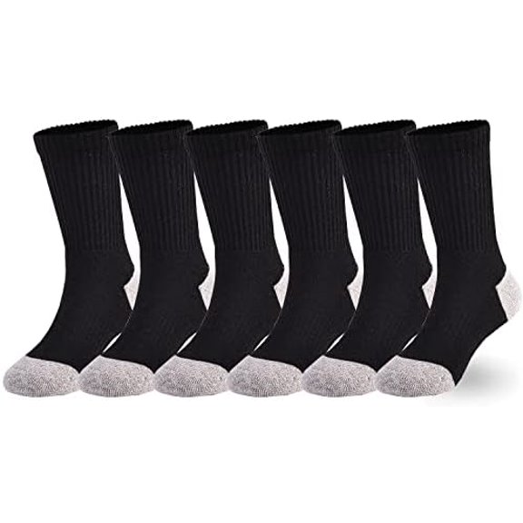 Kids Boys/Girls' Cushioned Crew Socks Thick Cotton Athletic Socks 6 Pack 4-14 Years