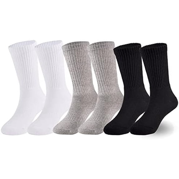 Kids Boys/Girls' Cushioned Crew Socks Thick Cotton Athletic Socks 6 Pack 4-14 Years
