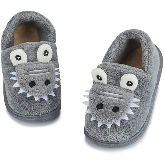 Kids Boys Girls Cute Cartoon Gator?Slippers?Winter Warm?Furry Animal House Shoes?Toddler?Indoor Bedroom Shoe