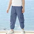 thumbnail image 1 of Kids Boys Girls Elasticated Waist Slim Fit Cargo Joggers Blue 13-14Years, 1 of 7