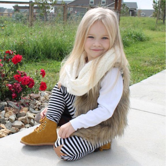 Kids Boys Girls Faux Fur Vest Open Front Sleeveless Warm Winter Top 12-18 Months Outerwear Streetwear