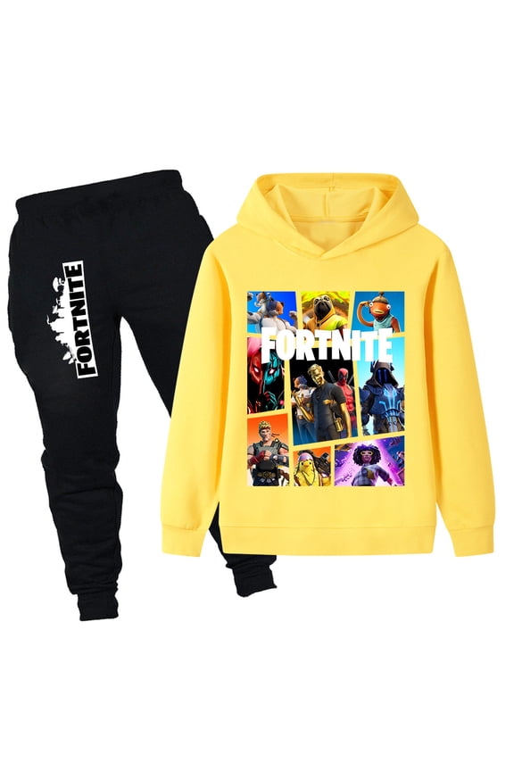 Kids Boys Girls Fortnites Multiplayer Video Game Cartoon Graphic Printed Casual Sport Hoodie Set 2 Piece Sweatshirt&Sweatpants Hooded Tracksuit Long Sleeve Pullover Sweatsuits Jogging Clothes 4-13