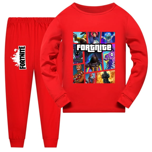 Kids Boys Girls Fortnites Multiplayer Video Game Cartoon Graphics Printed Costume Pyjamas Set Pjs Soft Long Pants&long Sleeved Top 2-Piece Nightwear Sleepwear Outfit Clothes Homewear Nighty 3-14