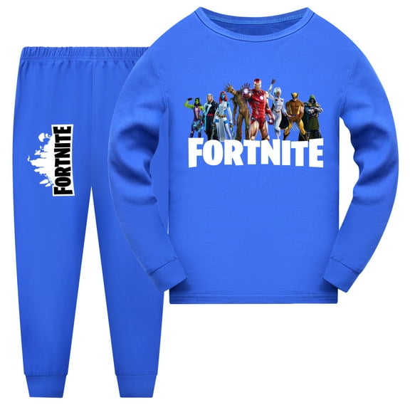 Kids Boys Girls Fortnites Multiplayer Video Game Cartoon Graphics Printed Costume Pyjamas Set Pjs Soft Long Pants&long Sleeved Top 2-Piece Nightwear Sleepwear Clothes Homewear Nighty Outfit 3-14