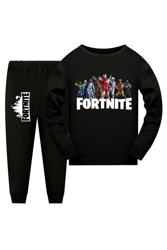 Kids Boys Girls Fortnites Multiplayer Video Game Cartoon Graphics Printed Costume Pyjamas Set Pjs Soft Long Pants&long Sleeved Top 2-Piece Nightwear Sleepwear Clothes Homewear Nighty Outfit 3-14