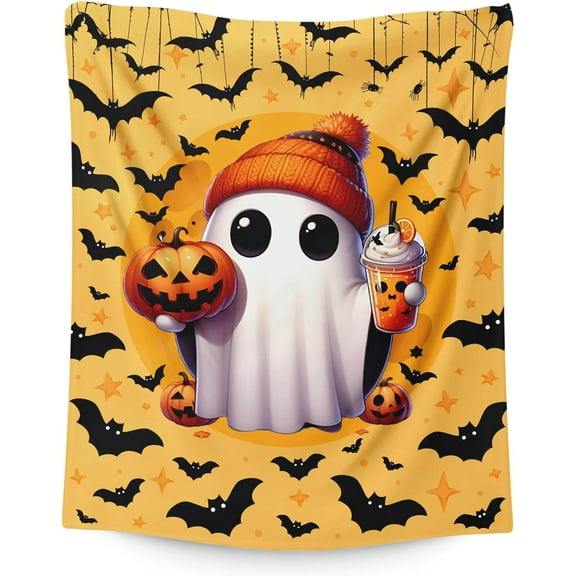 Kids Boys Girls Ghost Blanket - Halloween Blanket - Soft Cozy Blankets for Couch, Sofa - Ghost Face Fuzzy Throws for All Season