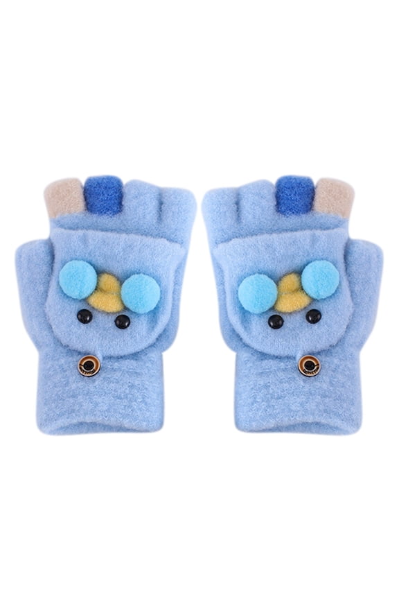 Boys Gloves 6-8 Children Kids Winter Warm Knitted Convertible Flip Top Fingerless Mittens Gloves Gloves for Boys Girls Youth