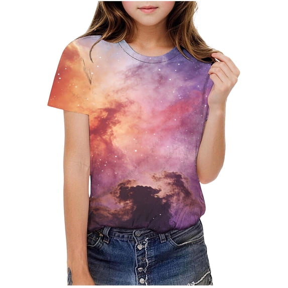 Kids Boys Girls Graphic T-Shirt Crew Neck Short Sleeve Shirts Print Loose Summer Top for Youth Ages 3-14