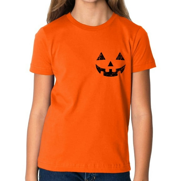 Kids Boys Girls Halloween T-Shirt - Age 6 from 15 Years Old - Jack O'Lantern Scary Pumpkin Face Graphic Tee