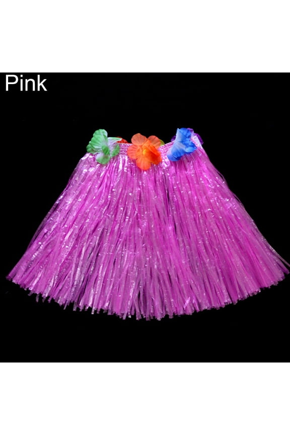 Kids Boys Girls Hawaiian Hula Grass Beach Elastic Skirt Flower Party Hot Dress