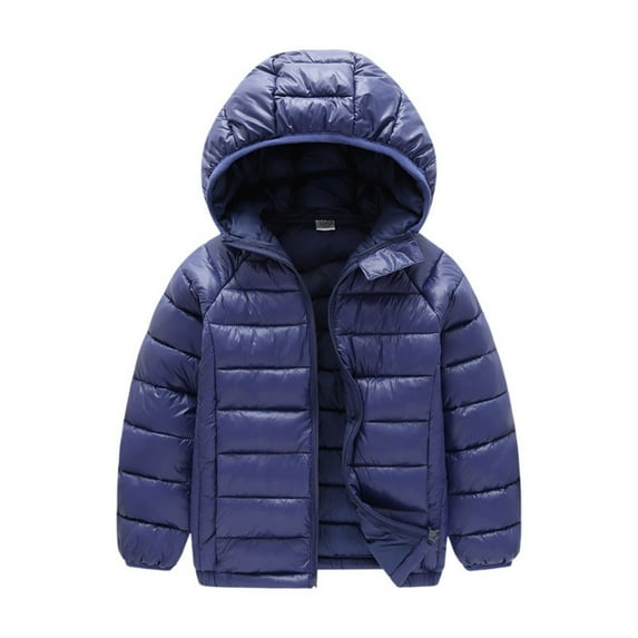 Kids Boys Girls Hooded Down Jacket Winter Warm Fleece Coat Windproof Zipper Puffer Outerwear 6T-13T