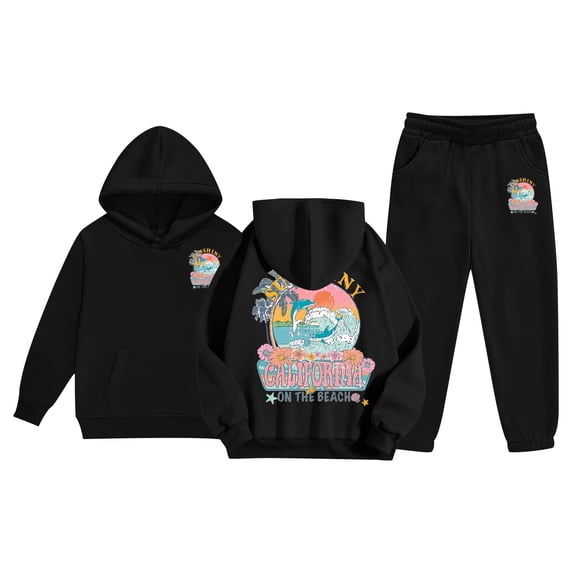 Kids Boys Girls Hooded Tracksuit, Unisex Two Piece Outfits Hoodie Sweatshirt and Sweatpants Suit