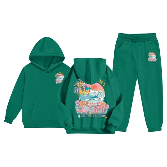 Kids Boys Girls Hooded Tracksuit, Unisex Two Piece Outfits Hoodie Sweatshirt and Sweatpants Suit
