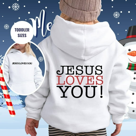 Kids Boys Girls Jesus Loves You Hoodie Letter Print Hoodies Long Sleeves Warm Loose Pullover Kids Fashion Sweatshirts for Boys Girls 4-5 Years