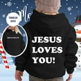 thumbnail image 1 of Kids Boys Girls Jesus Loves You Hoodie Letter Print Sweatshirt Long Sleeves Comfy Oversize Pullover Tween Girl Clothing for Kid Girls Boys 5-6 Years, 1 of 3
