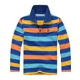 thumbnail image 1 of Kids Boys Girls Long Boys Long Sleeve Thermal Shirts Sleeve Fashion Casual Striped Kids Undershirts Shirt Button Closure Fashion Small Place Comfortable & Soft Fabric, 1 of 2
