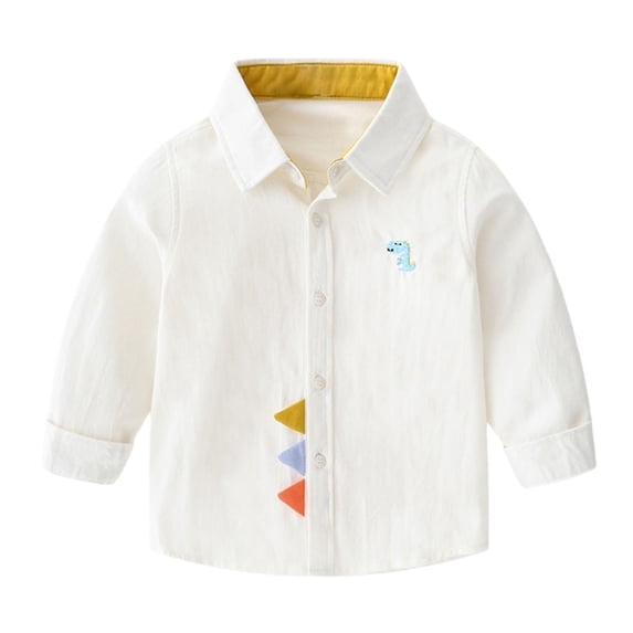 Kids Boys Girls Long Sleeve Button Down Shirt Toddler Cute Dinosaur Shacket Classic Long Sleeve Collared Polo Shirts Jacket