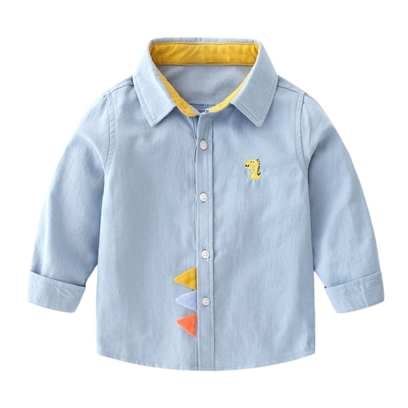 Kids Boys Girls Long Sleeve Button Down Shirt Toddler Cute Dinosaur Shacket Classic Long Sleeve Collared Polo Shirts Jacket