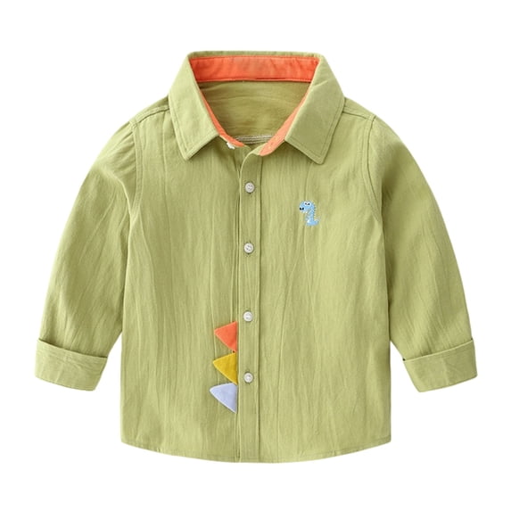 Kids Boys Girls Long Sleeve Button Down Shirt Toddler Cute Dinosaur Shacket Classic Long Sleeve Collared Polo Shirts Jacket