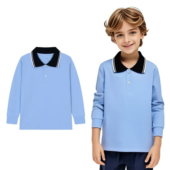 Kids Boys Girls Long Sleeve Casual Solid Color Shirt Button Closure Fashion Comfortable & Soft Fabric