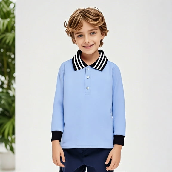 Kids Boys Girls Long Sleeve Casual Solid Color Shirt Button Closure Fashion Comfortable & Soft Fabric