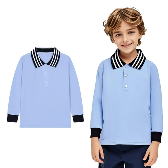 Kids Boys Girls Long Sleeve Casual Solid Color Shirt Button Closure Fashion Comfortable & Soft Fabric